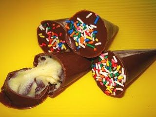 Cones de chocolate c/ recheios